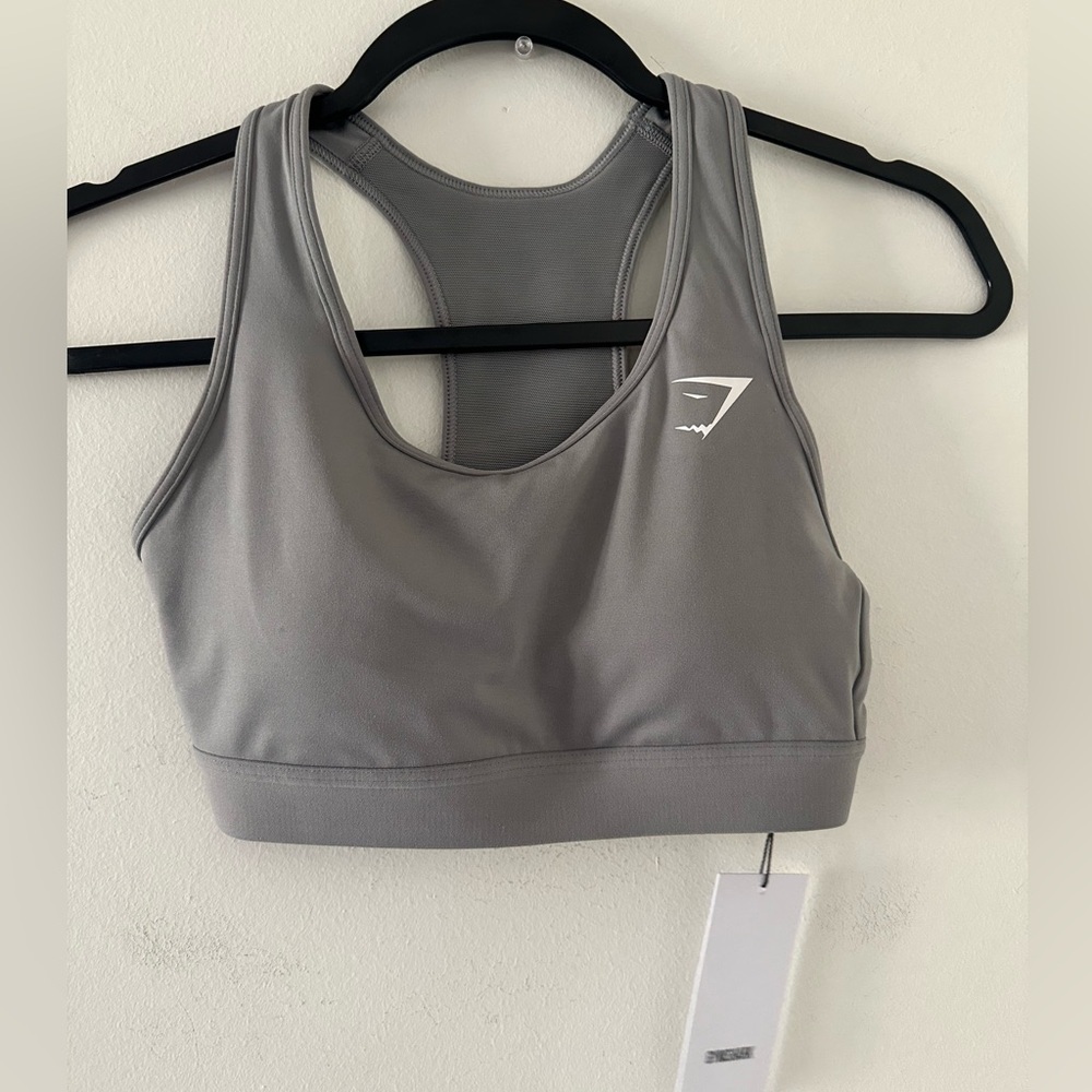 Gymshark Light Gray Racerback Performance Sports Bra